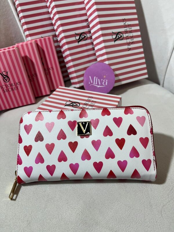 VS büyük boy cüzdan kalpli pembe