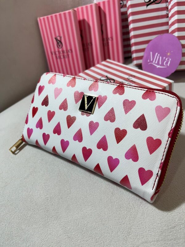VS büyük boy cüzdan kalpli pembe