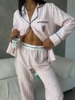 VS İpek Pamuk Pembe Klasik İzgili