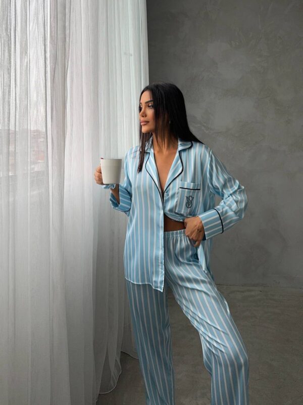 VS İpek Saten Taşlı Mavi