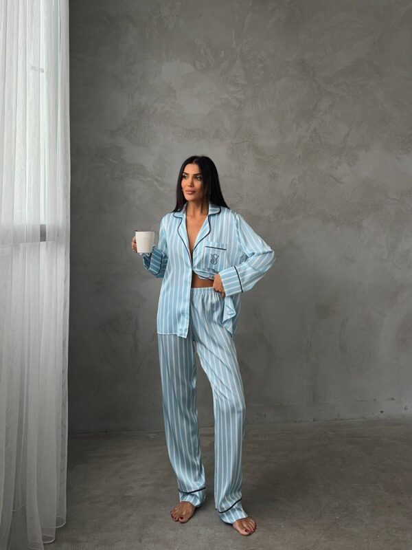 VS İpek Saten Taşlı Mavi