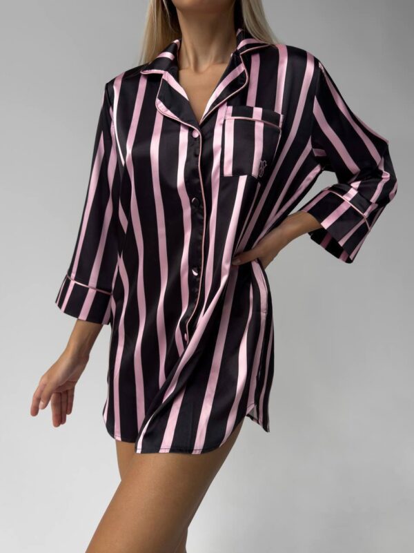 vs tunik Siyah Pembe Çizgili