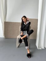 VS İpek Saten Siyah Leopar Detaylı